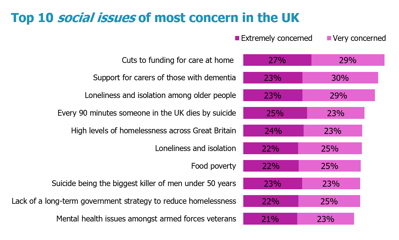 Top 10 social issues of most concern in the UK