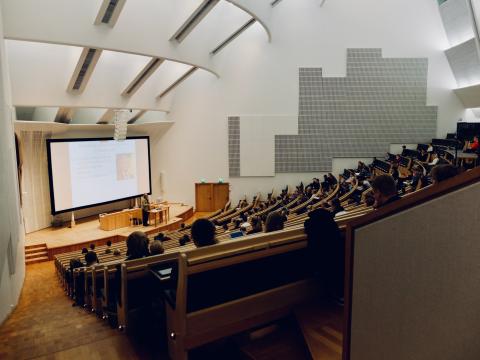 A lecture hall full of students