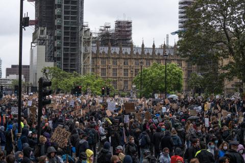 Black Lives Matter protests outside Westminster in Summer 2020