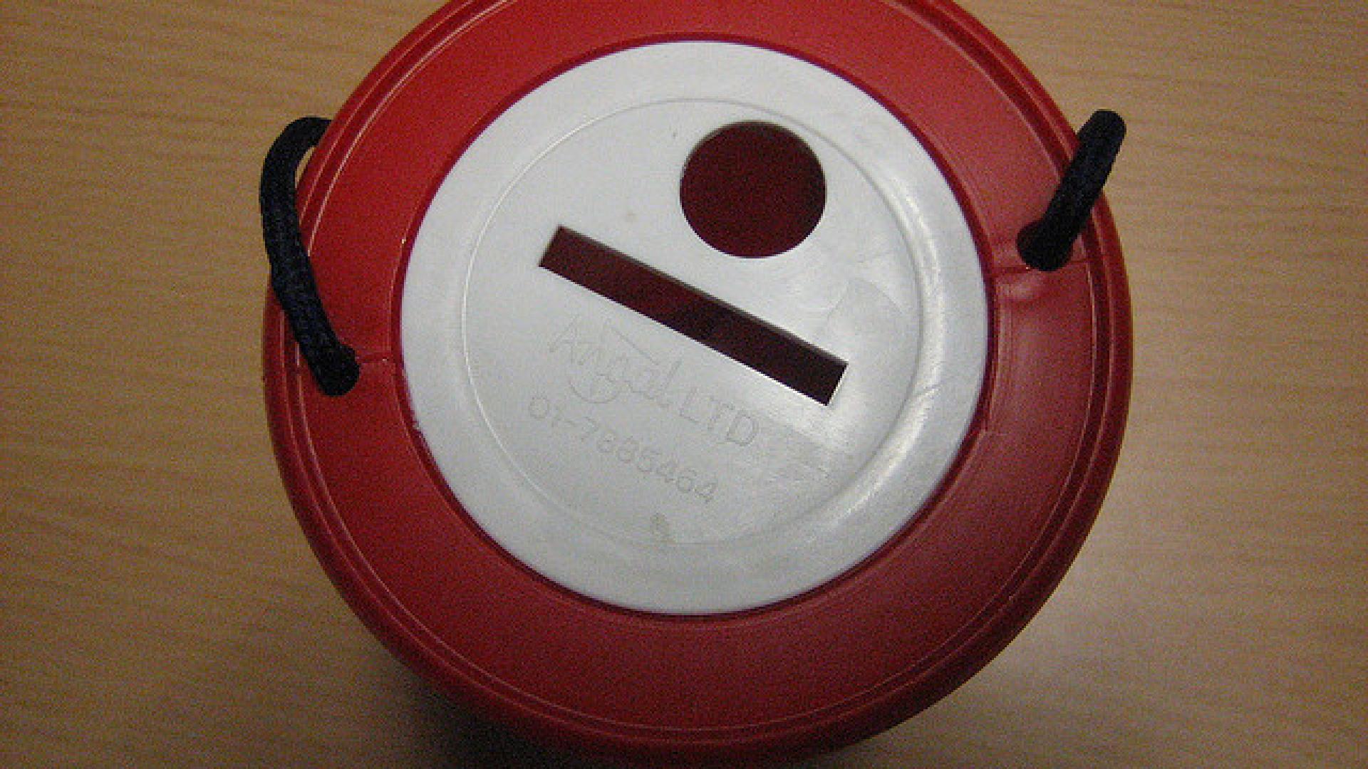 Aerial view of a charity collection box
