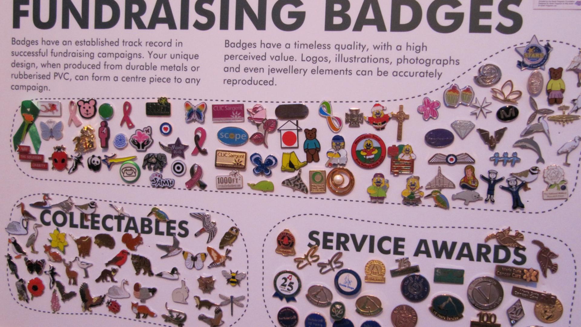 Collection of fundraising badges